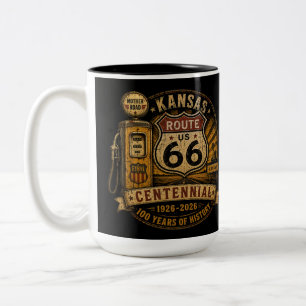 Caneca De Café Em Dois Tons Café da Rodovia Kansas Route 66 Nostalgia