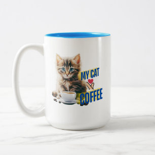 Caneca De Café Em Dois Tons Café de amor de gato