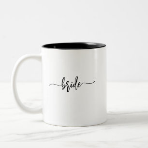 Caneca De Café Em Dois Tons Café de Casamento com Nome da Noiva em Rótulo Mini