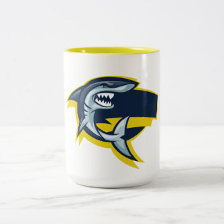 Caneca De Café Em Dois Tons Café de Mascote de Tubarão-Ferro