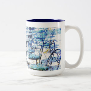 Caneca De Café Em Dois Tons café do francês do vintage da manhã