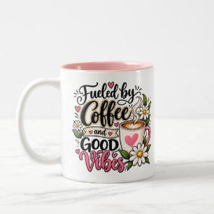 Caneca De Café Em Dois Tons Café e Boas Vibrações