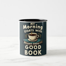 Caneca De Café Em Dois Tons Café e Cama de Livro