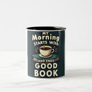 Caneca De Café Em Dois Tons Café e Cama de Livro