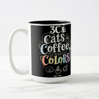 Caneca De Café Em Dois Tons Café e Cores dos Gatos