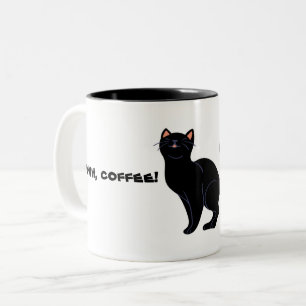 Caneca De Café Em Dois Tons Café e diversão de gato preto 