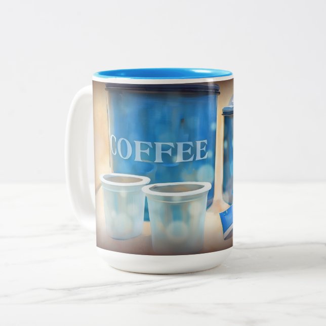 Caneca De Café Em Dois Tons Café E Lâmpada De Imagem De Chá (Frente Esquerda)