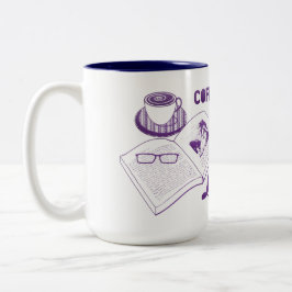 Caneca De Café Em Dois Tons Café e Livros Adoram Ler Mug Personalizado