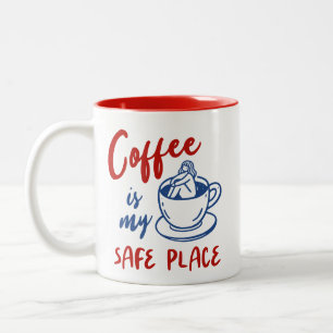 Caneca De Café Em Dois Tons Café É O Meu Lugar Seguro - Arte Mínima Louca