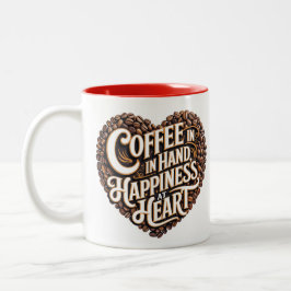 Caneca De Café Em Dois Tons Café em Mão, Felicidade no Coração - Sobrecarga de