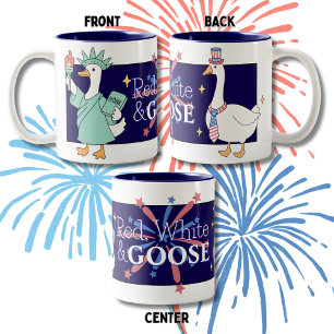 Caneca De Café Em Dois Tons Café Engraçado do Dia 4 de Julho Vermelho, Branco 