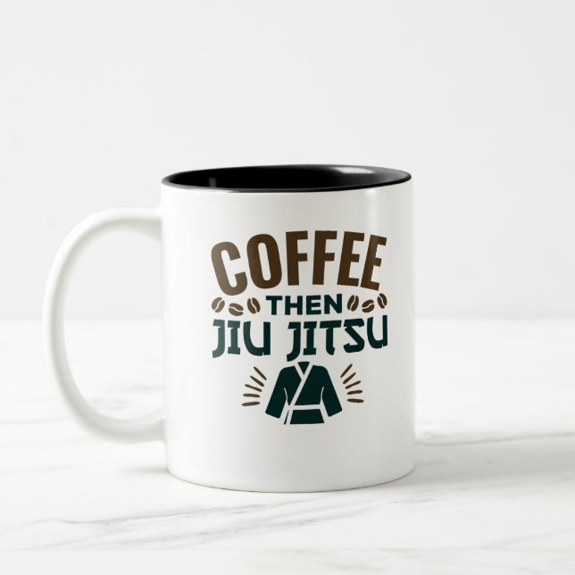 Caneca De Café Em Dois Tons Café Então Jiu Jitsu BJJ Jiujitsu (Esquerda)