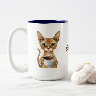 Caneca De Café Em Dois Tons Café Gato Abissino Personalizado