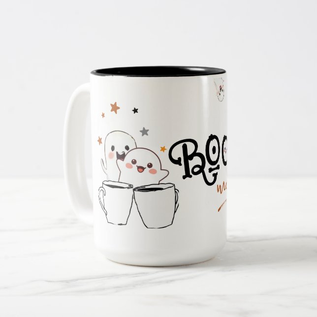Caneca De Café Em Dois Tons Café Ghost Bonito Boo Bonito Dia da Manhã (Frente Esquerda)