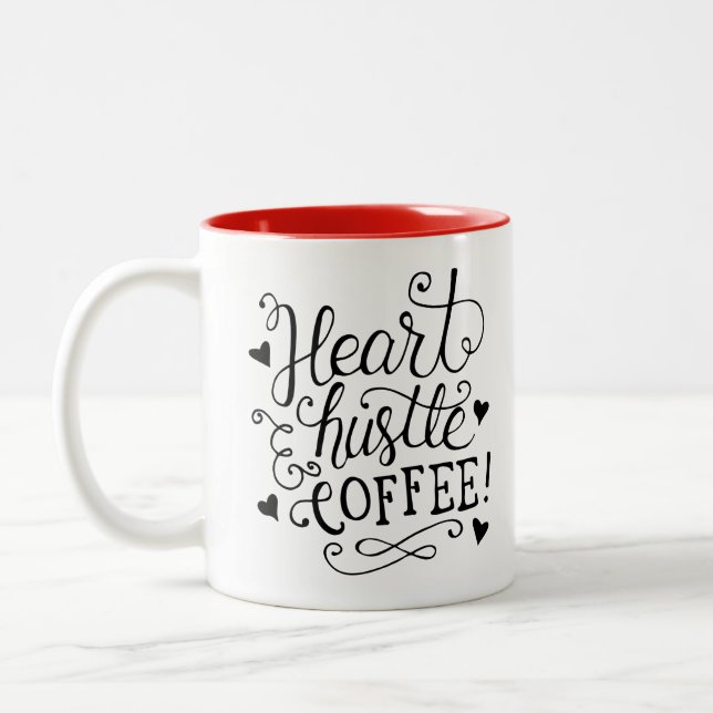 Caneca De Café Em Dois Tons Café Heart Hustle (Esquerda)