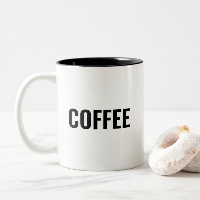 Caneca De Café Em Dois Tons "Café" - letras negras brancas (Com Donut)
