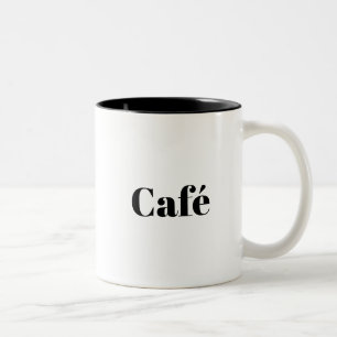 Caneca De Café Em Dois Tons Café, letras negras brancas
