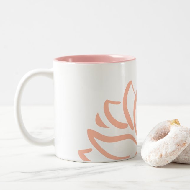 Caneca De Café Em Dois Tons Café Lotus Flower Mug 11 onças (Com Donut)