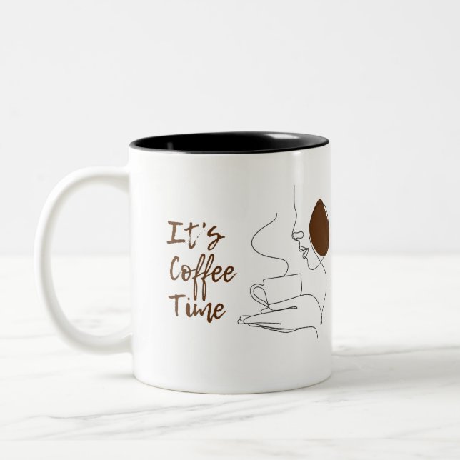 Caneca De Café Em Dois Tons Café Marrom Elegante Mug (Esquerda)