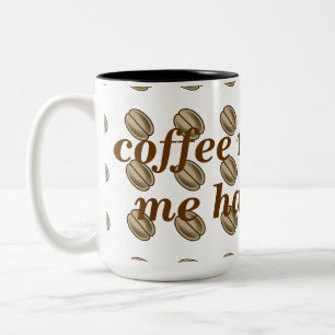 Caneca De Café Em Dois Tons Café me faz feliz em toda a impressão