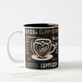 Caneca De Café Em Dois Tons Café Mocca Cappucino Esspreso Cafe'Latte