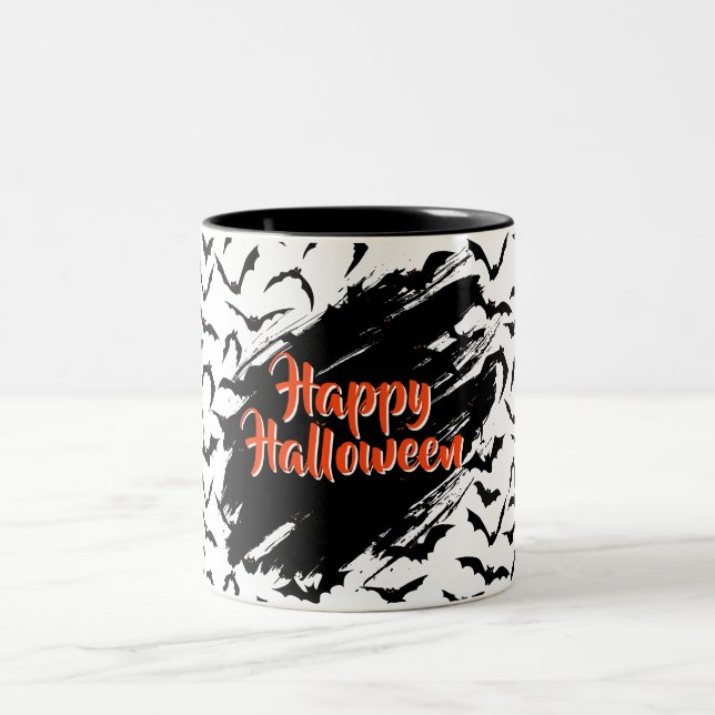 Caneca De Café Em Dois Tons Café Mug de Halloween Bats (Centro)