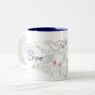 Caneca De Café Em Dois Tons Café Mug Dove Amor Paz