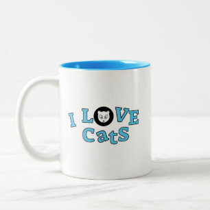 Caneca De Café Em Dois Tons Café Mug Eu Amo Gatos Design