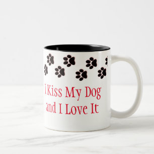 Caneca De Café Em Dois Tons Café Mug-I Beija Meu Cachorro e Eu Amo