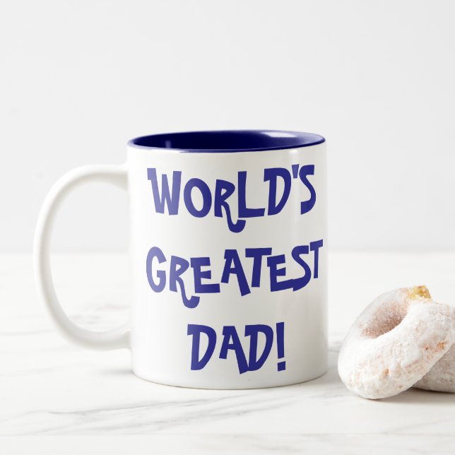 Caneca De Café Em Dois Tons Café Mug - "O MAIOR PAI DO MUNDO!" (Com Donut)