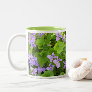 Caneca De Café Em Dois Tons Café Mug - Violetas Herbares - Espelhado