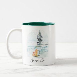 Caneca De Café Em Dois Tons Café Natal Mugs Watercolor Fox