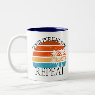 Caneca De Café Em Dois Tons Café Pickleball Vinho Repetir Divertido Jogador de