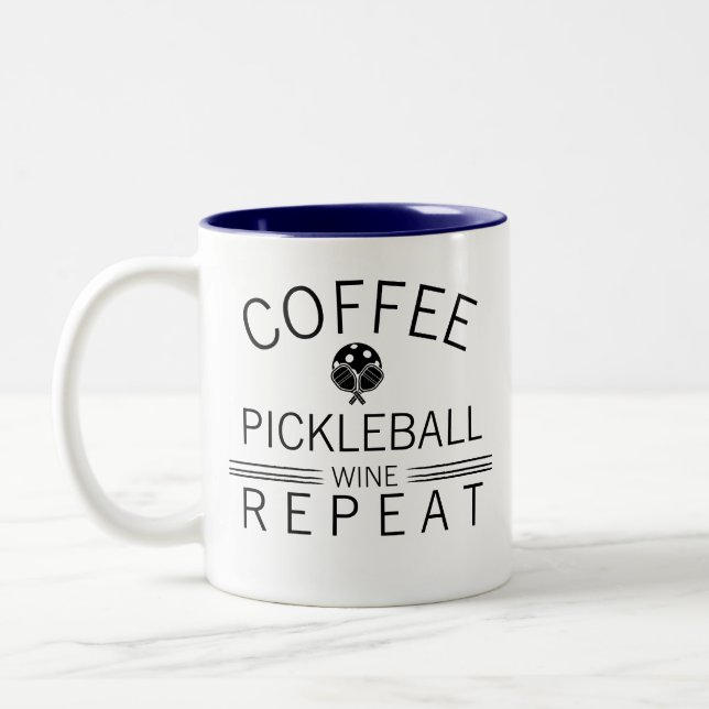 Caneca De Café Em Dois Tons Café Pickleball Vinho Repetir Divertido Jogador Es (Esquerda)
