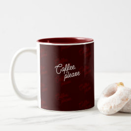 Caneca De Café Em Dois Tons "Café, por favor" Minimalista, Elegante, Padrão