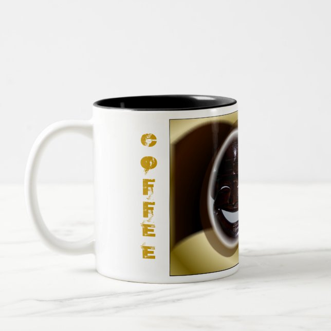 Caneca De Café Em Dois Tons Café/Sem Café Feliz Triste (Esquerda)