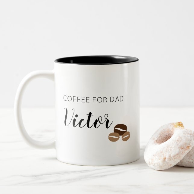 Caneca De Café Em Dois Tons Café Simples Personalizado para pai (Com Donut)