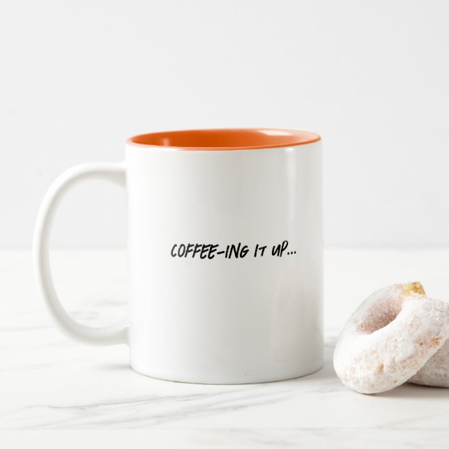 Caneca De Café Em Dois Tons Café sobe Engraçado Trendy 2 Tons Coffee Mug (Com Donut)