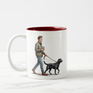 Caneca De Café Em Dois Tons Café & um Black Lab Tornam o Dia Melhor