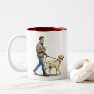 Caneca De Café Em Dois Tons Café & um Labrador Amarelo Tornam o Dia de Hoje Me