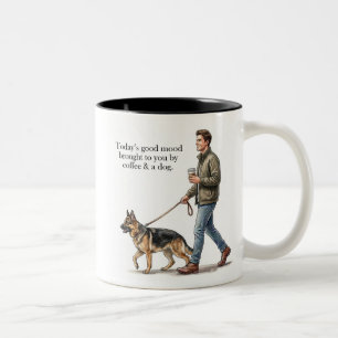 Caneca De Café Em Dois Tons Café & um Pastor Alemão Tornam o Dia Melhor