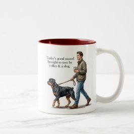 Caneca De Café Em Dois Tons Café & um Rottweiler Tornam o Dia Melhor
