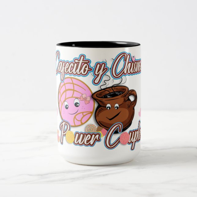 Caneca De Café Em Dois Tons Cafecito y chisme Cute engraçado mexicano (Centro)
