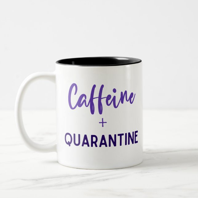 Caneca De Café Em Dois Tons Cafeína e Quarantine Mug (Esquerda)