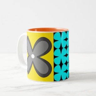 Caneca De Café Em Dois Tons CaféOlé floral gráfico corajoso colorido 11oz.