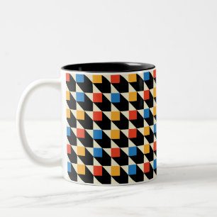 Caneca De Café Em Dois Tons Cafés de Perucas Quadrados Coloridos