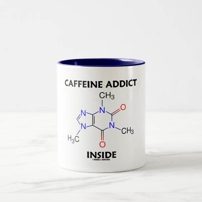 Caneca De Café Em Dois Tons Caffeine Addict Dentro (Caffeine Molecule) (Centro)