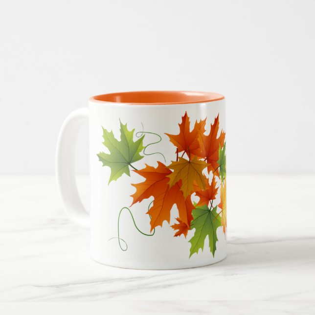 Caneca De Café Em Dois Tons Cair Folhas Mug (Frente Esquerda)