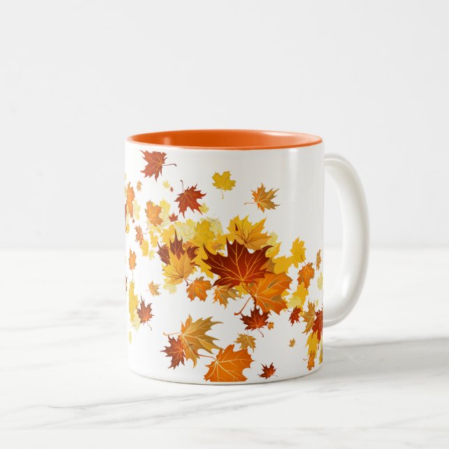 Caneca De Café Em Dois Tons Cair Folhas Mug (Frente Esquerda)