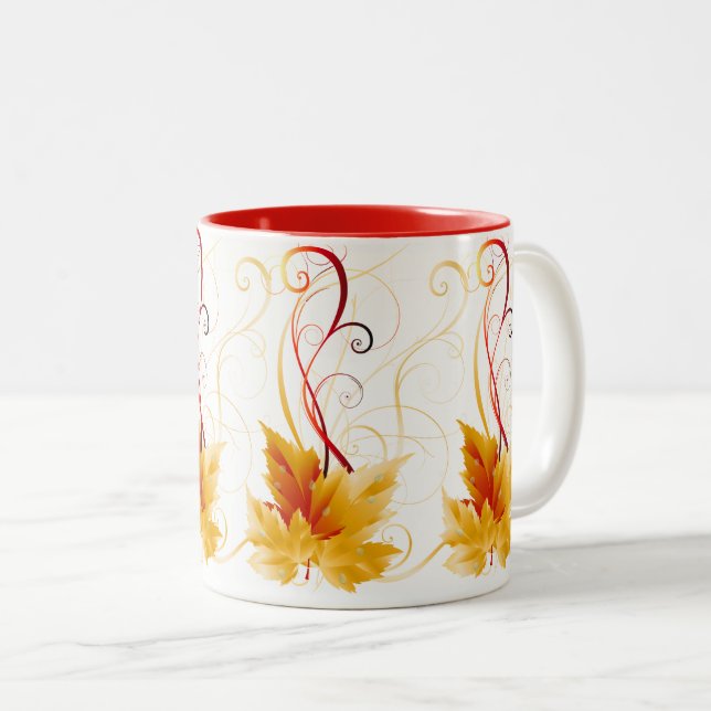 Caneca De Café Em Dois Tons Cair Folhas Mug (Frente Esquerda)